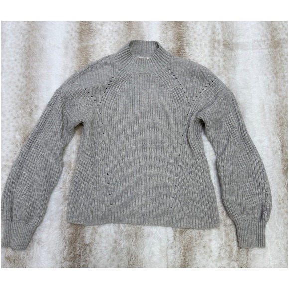 GAP Sweaters - Gap Sweater Womens Medium Gray Merino Wool Quiet Luxury Fisherman Pointelle